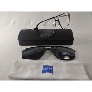 Zeiss ZS23123SLP Sunglasses Matte Black 56-14-140 Navigator with Clip-on NIB